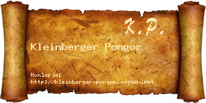 Kleinberger Pongor névjegykártya